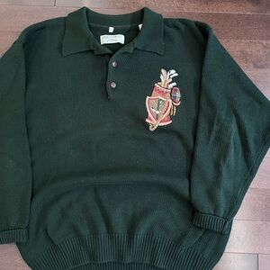 Vintage Golf Knit Embroidered Forest Green 90’s Collared Polo Sweater